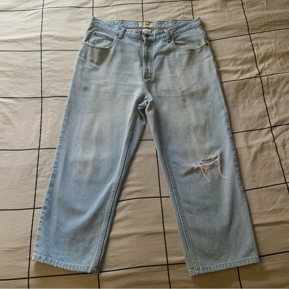L.L. Bean Cropped Distressed Jeans.